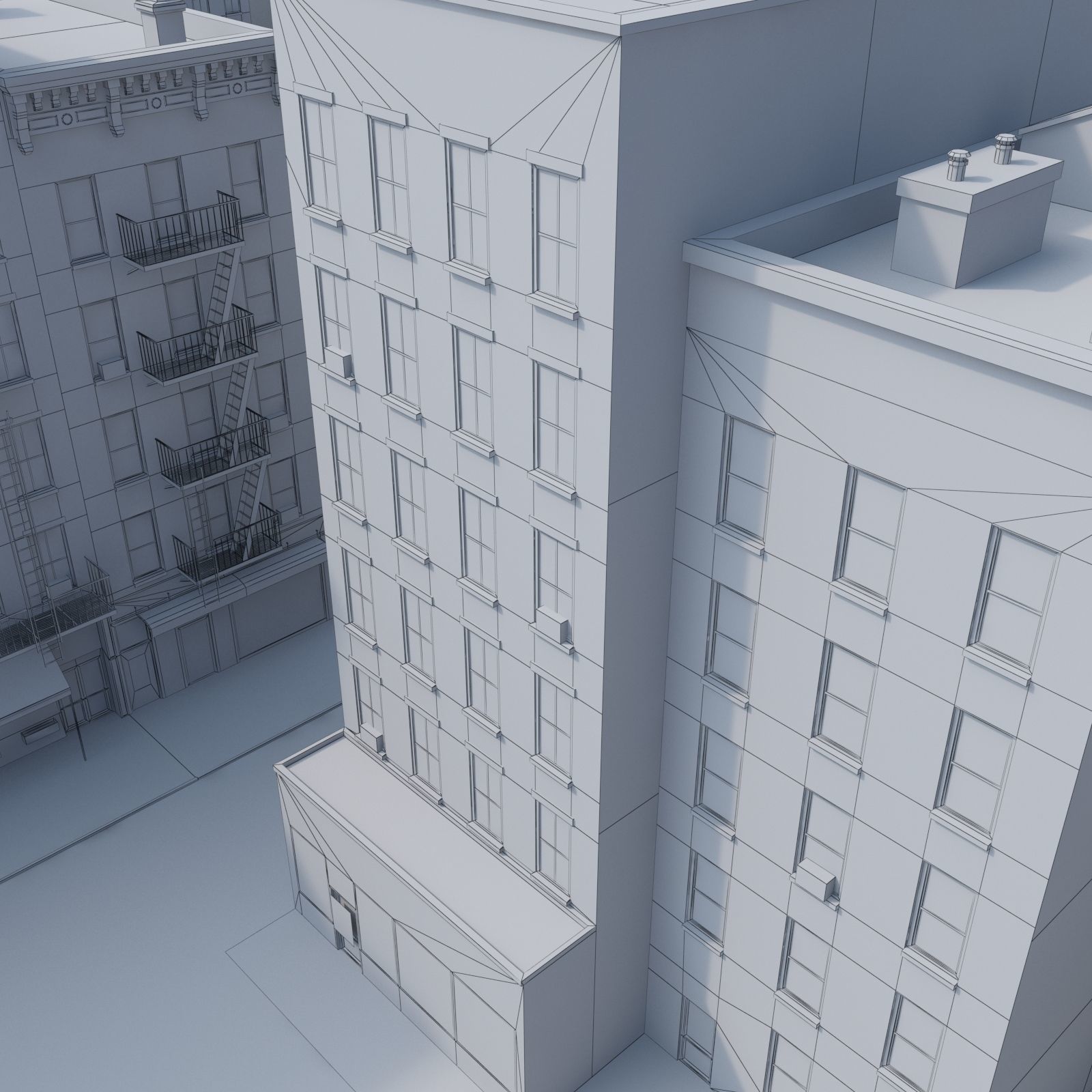 Chicago brick building 2 Low-poly 3D model_15