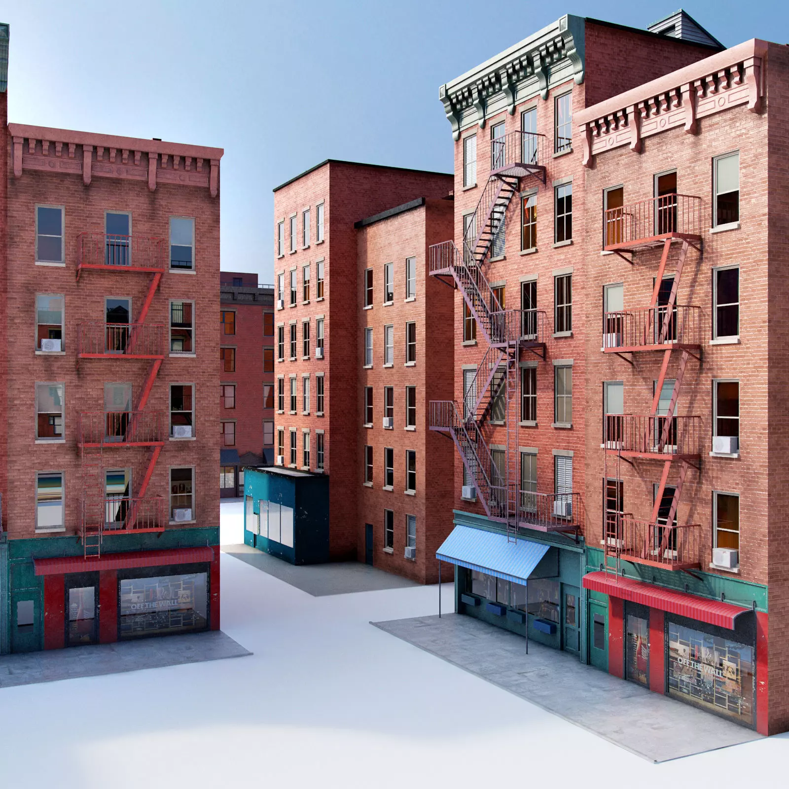 Chicago brick building 2 Low-poly 3D model_0