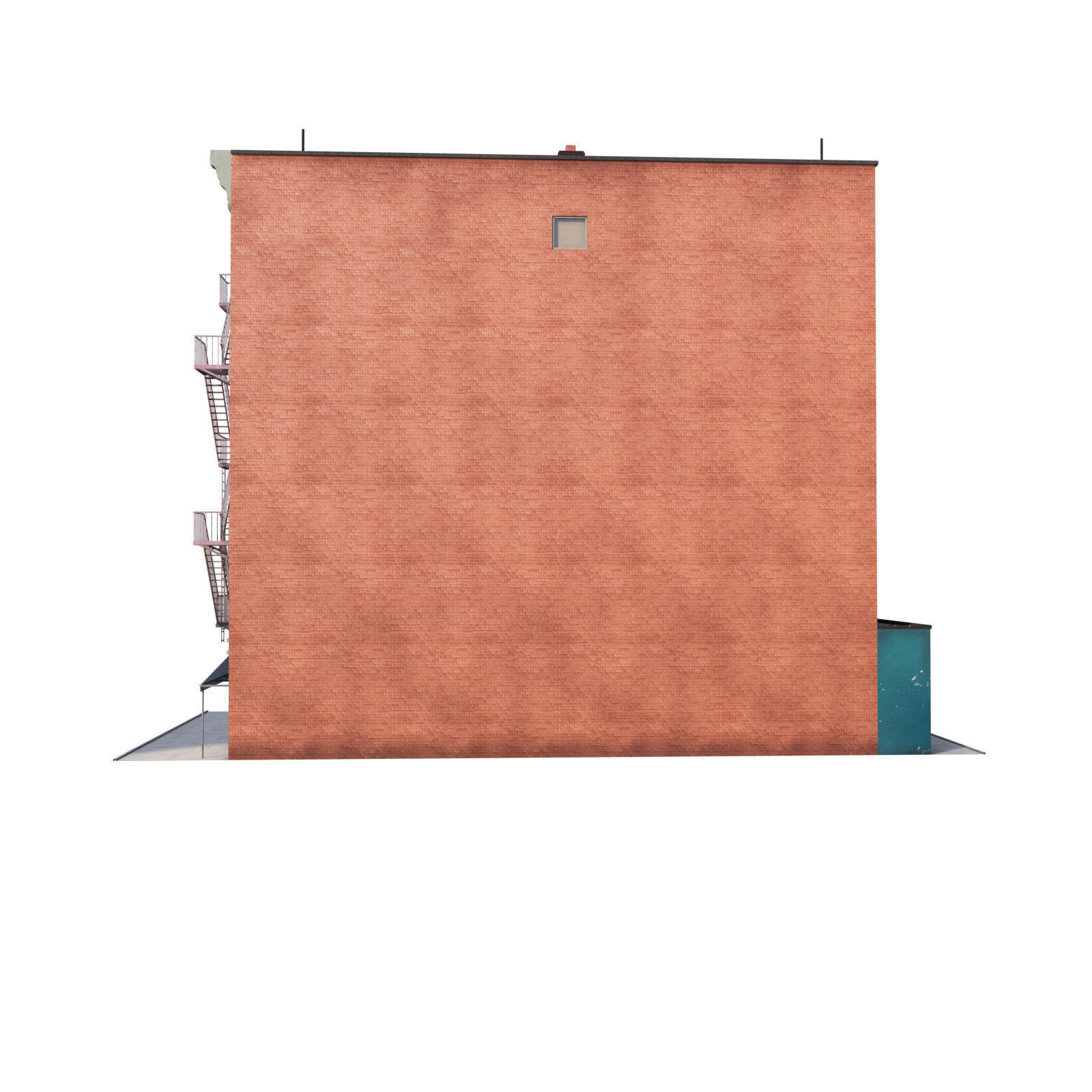 Chicago brick building 2 Low-poly 3D model_21