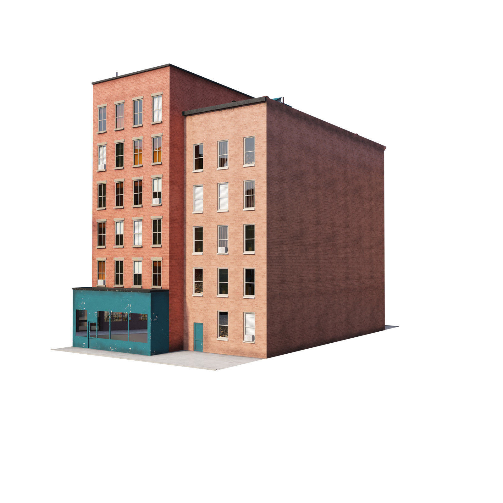 Chicago brick building 2 Low-poly 3D model_28