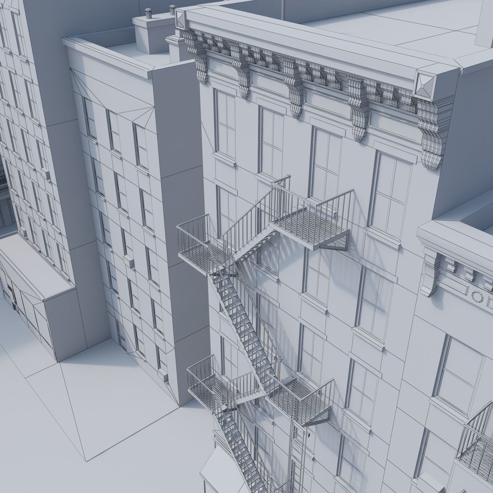 Chicago brick building 2 Low-poly 3D model_13