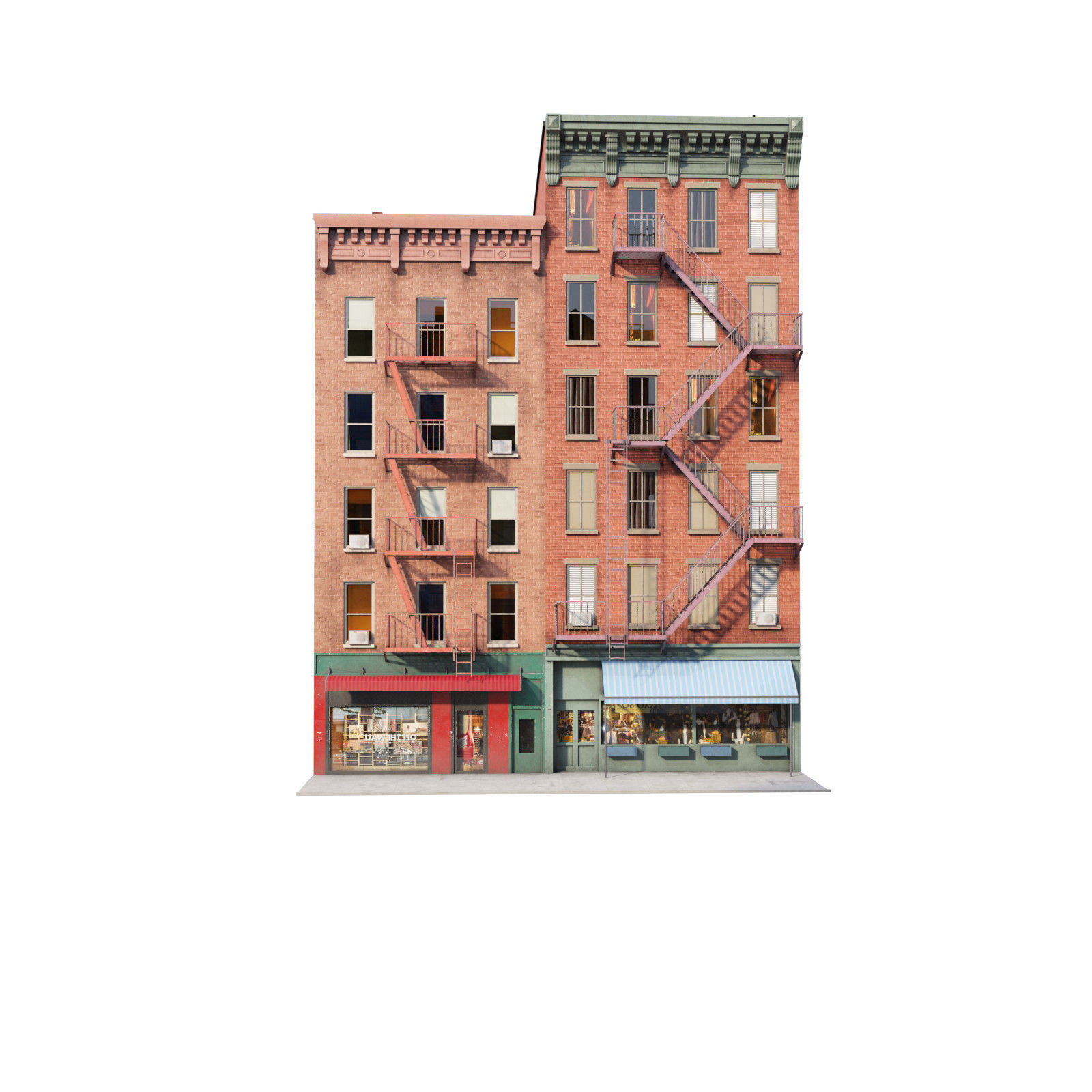 Chicago brick building 2 Low-poly 3D model_38