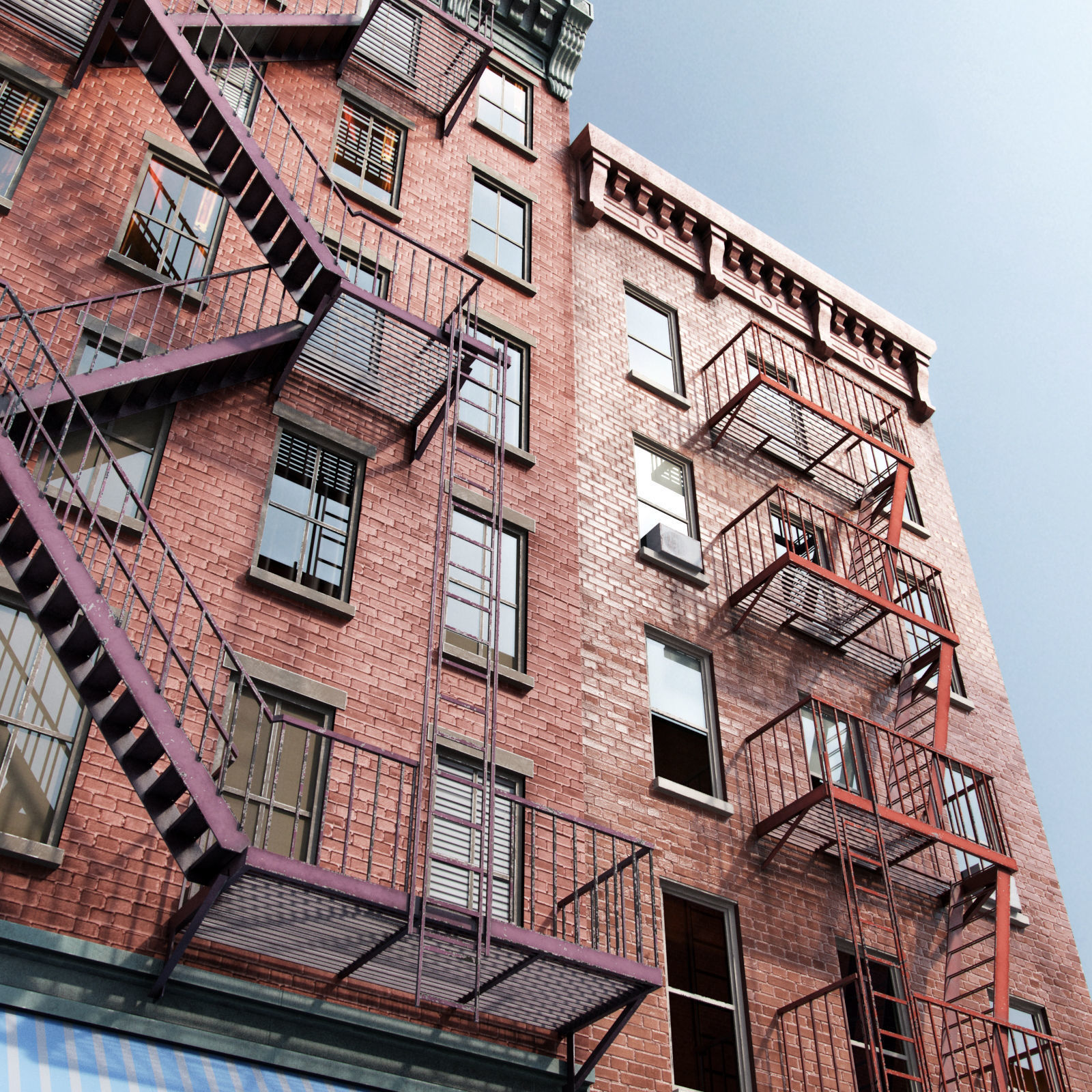 Chicago brick building 2 Low-poly 3D model_10