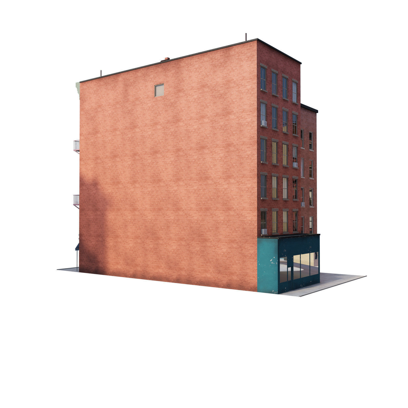 Chicago brick building 2 Low-poly 3D model_25