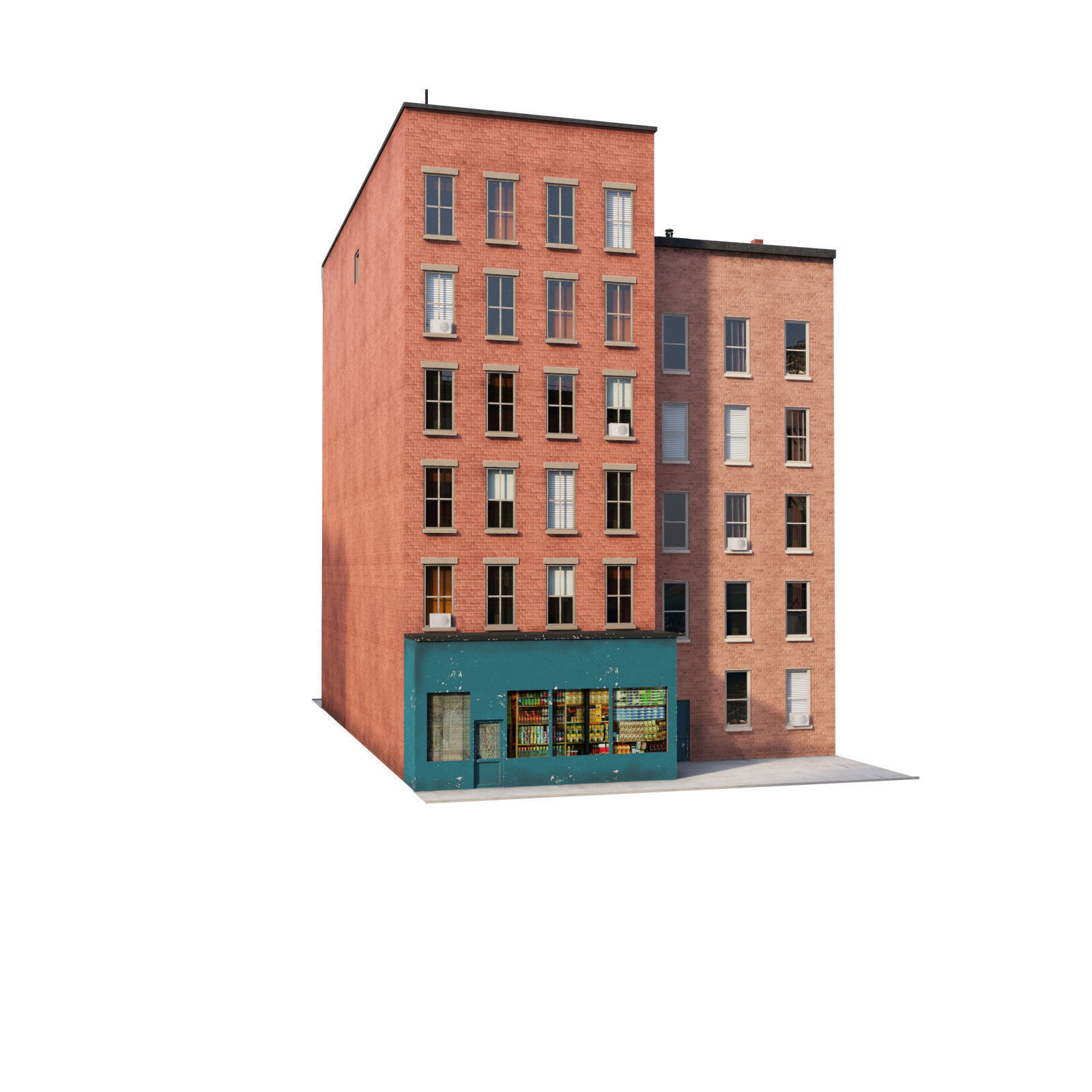 Chicago brick building 2 Low-poly 3D model_26