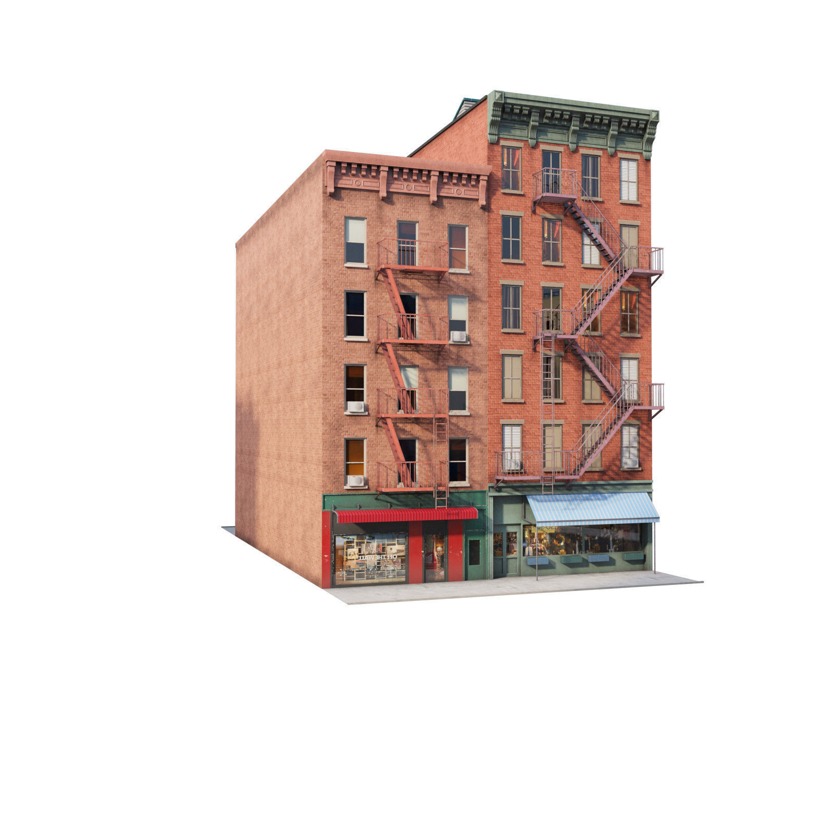 Chicago brick building 2 Low-poly 3D model_35