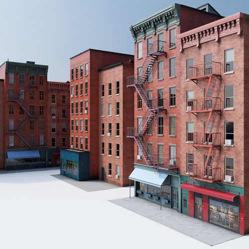 Chicago brick building 2 Low-poly 3D model 6