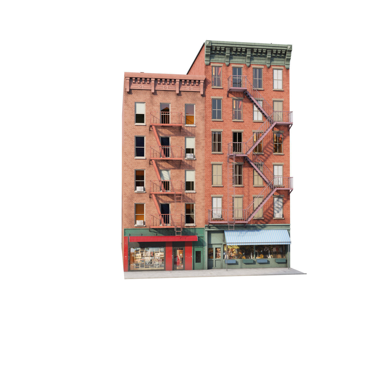 Chicago brick building 2 Low-poly 3D model_37