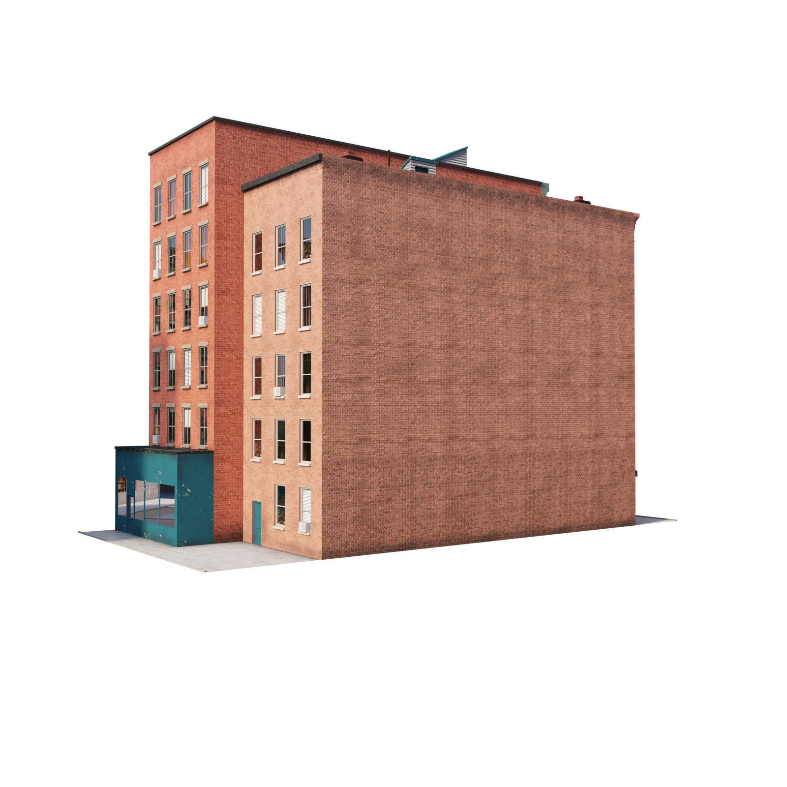 Chicago brick building 2 Low-poly 3D model_30