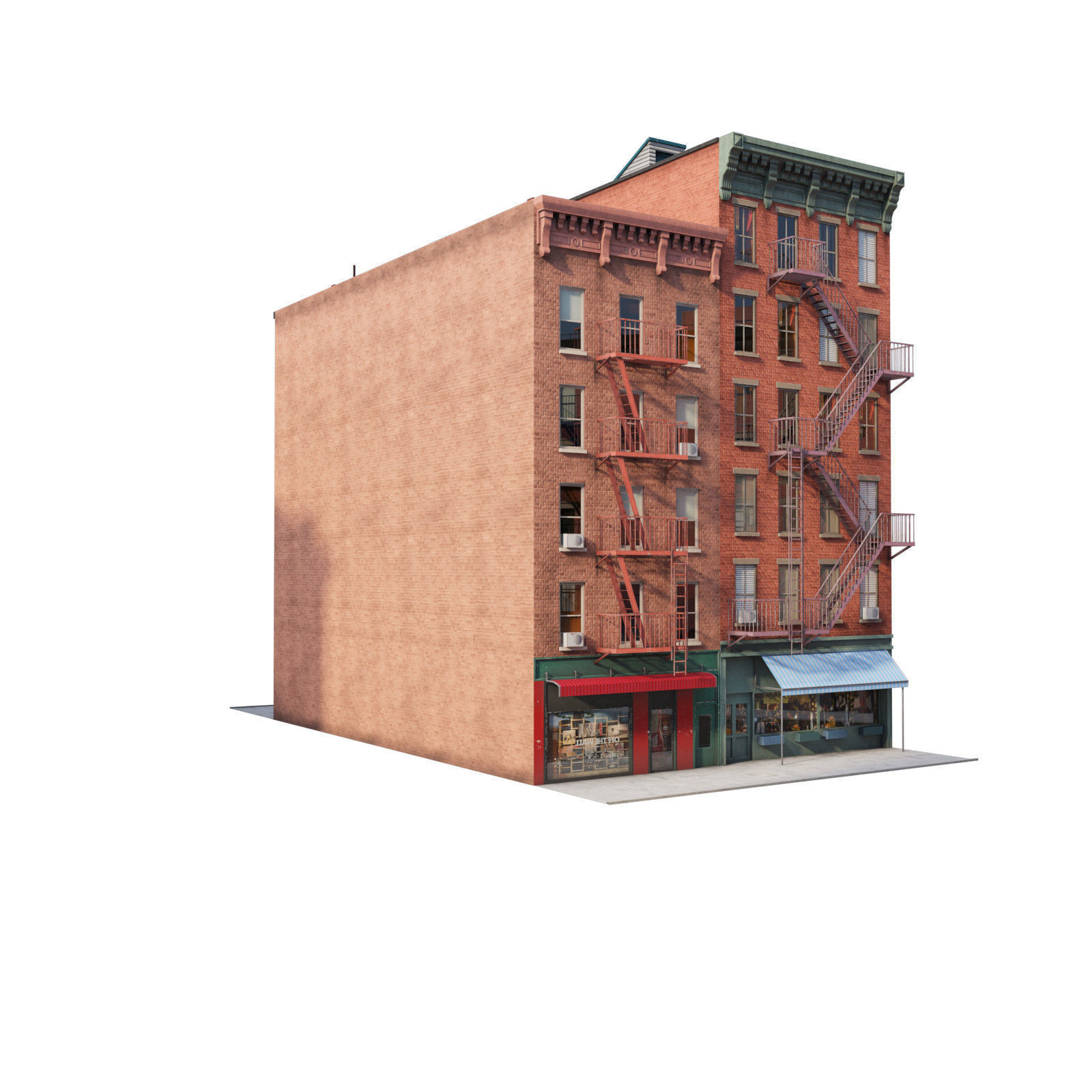 Chicago brick building 2 Low-poly 3D model_36