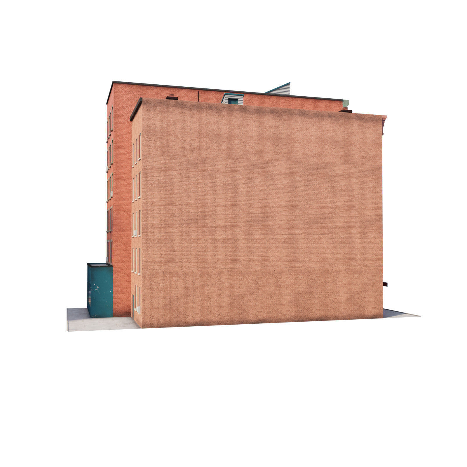 Chicago brick building 2 Low-poly 3D model_31