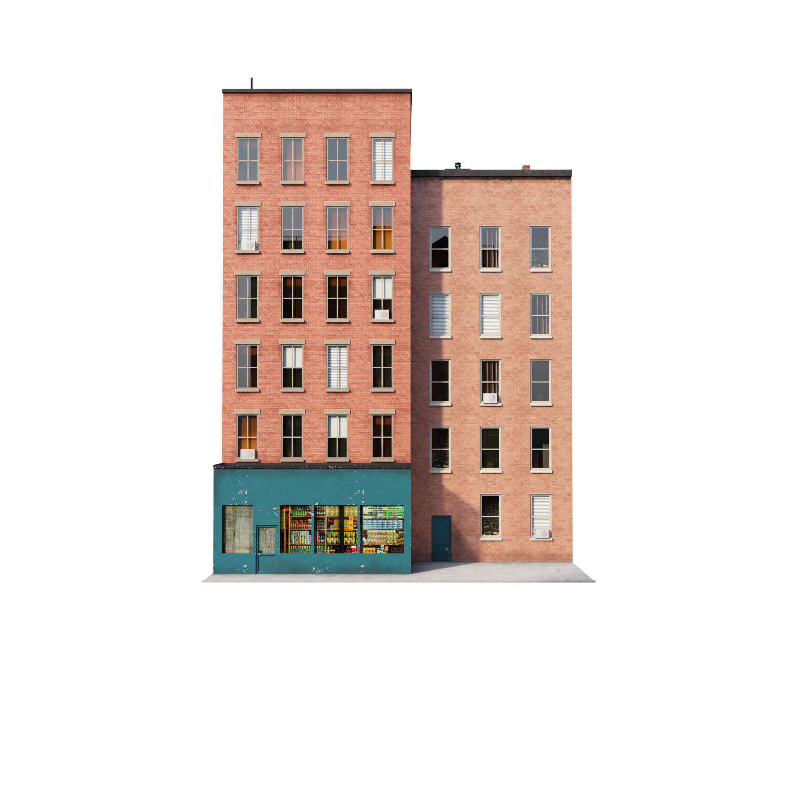 Chicago brick building 2 Low-poly 3D model_29