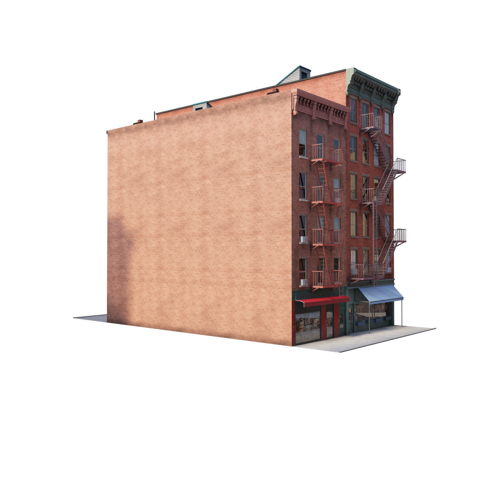 Chicago brick building 2 Low-poly 3D model_34