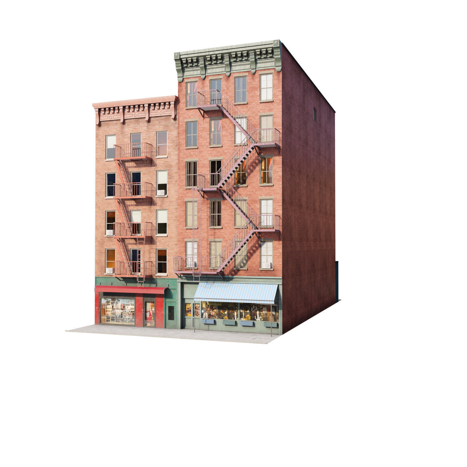 Chicago brick building 2 Low-poly 3D model_18