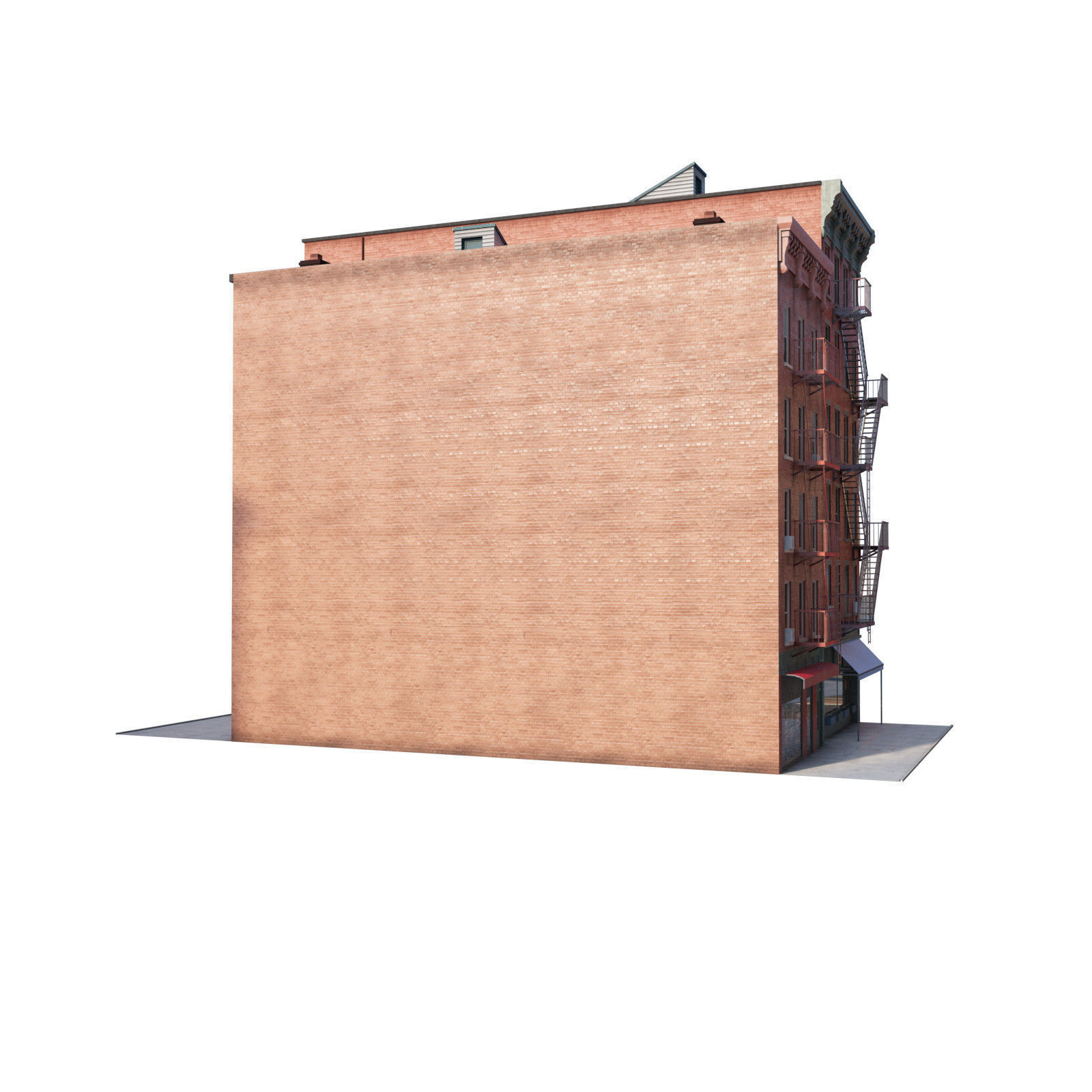 Chicago brick building 2 Low-poly 3D model_32