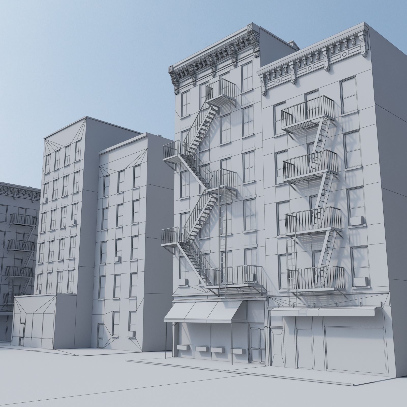 Chicago brick building 2 Low-poly 3D model_11