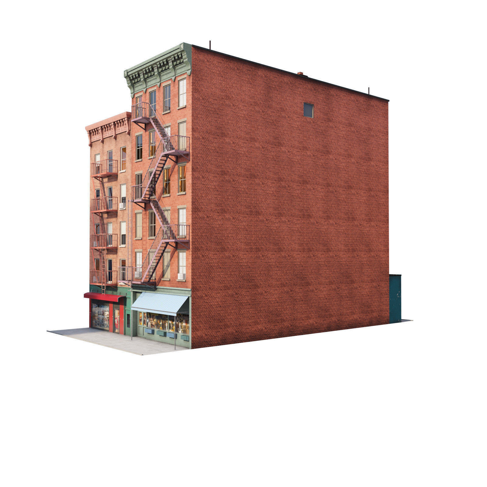 Chicago brick building 2 Low-poly 3D model_20