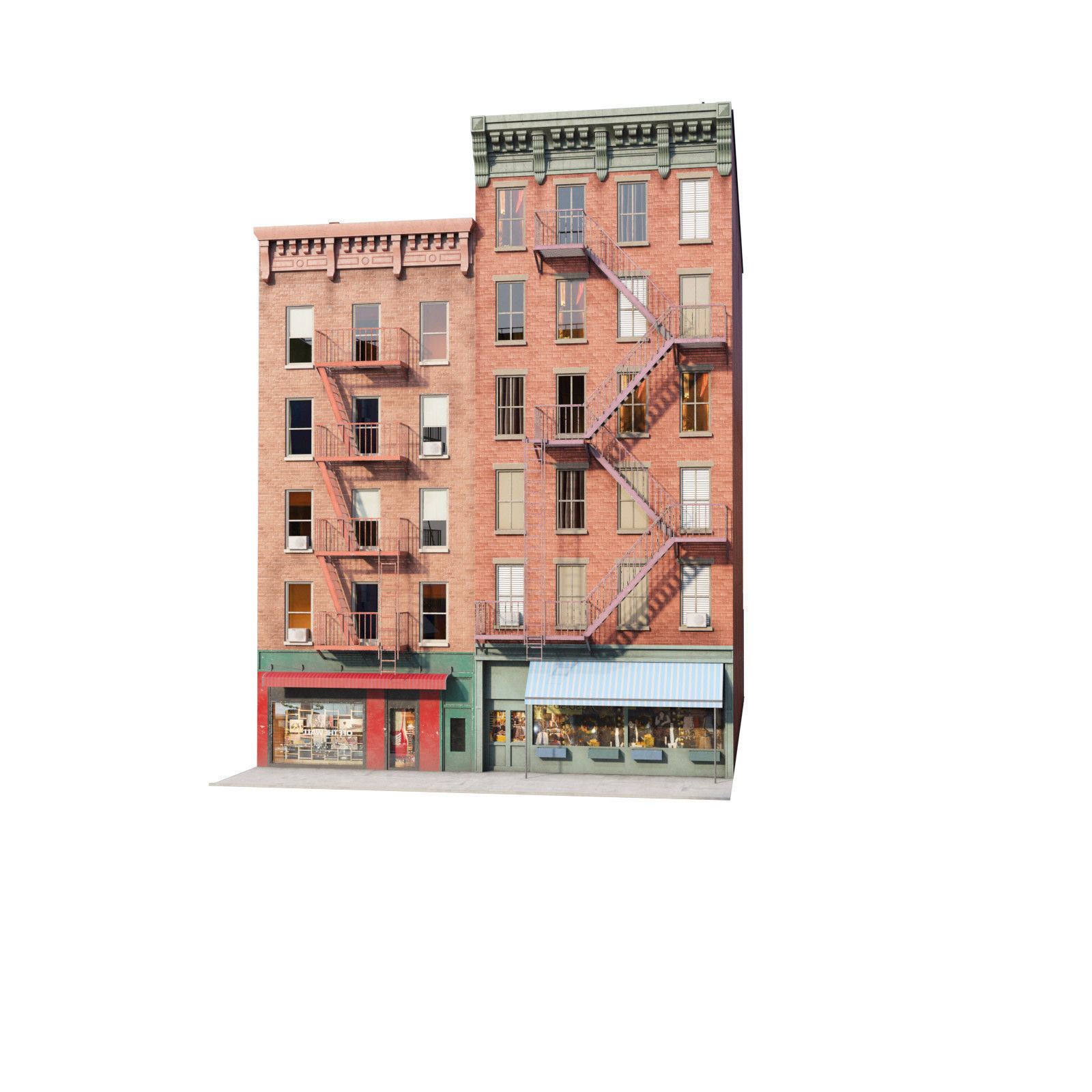 Chicago brick building 2 Low-poly 3D model_17