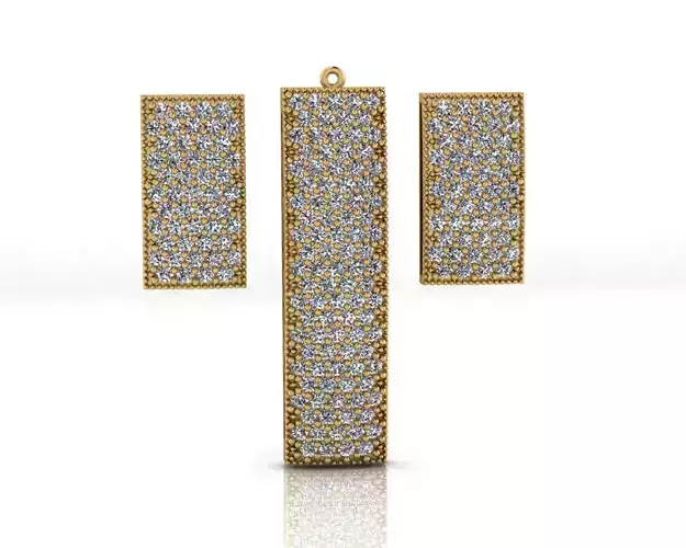 pave setting jewelry set pendant and earring