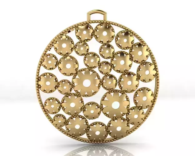 round flower gold pendant