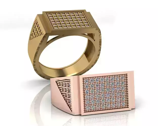 rectangle pave setting jewelry ring