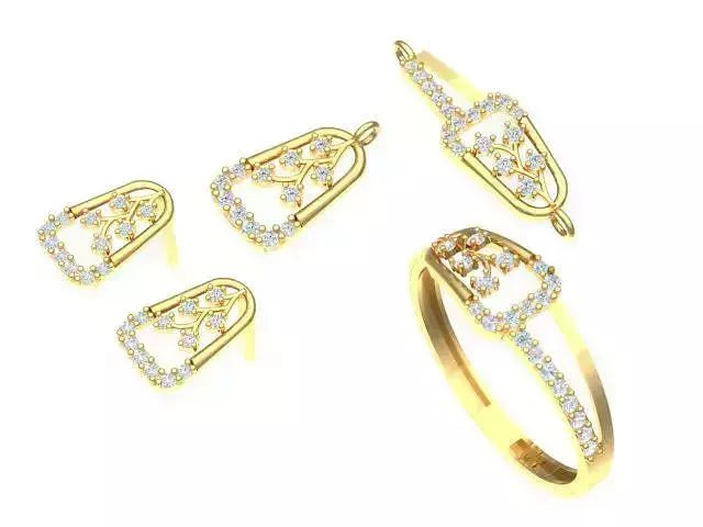 Elegant Jewelry Set   Leaf Drop Design 