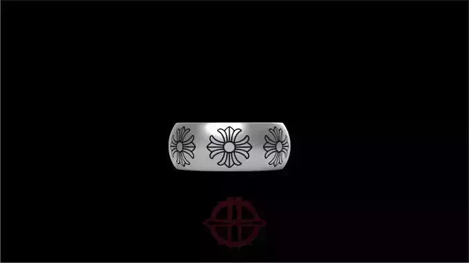 CHROME HEARTS Etched Plus Band Ring