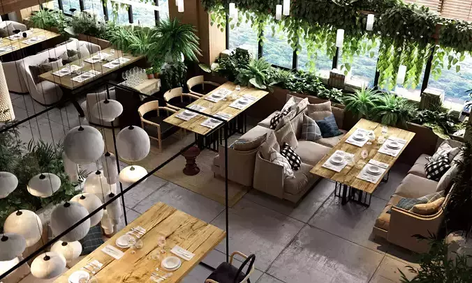 garden restaurant cafe bar 3D model