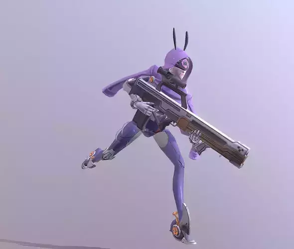 SNIPER CYBORG GIRL Running Fbx Pbr Animated