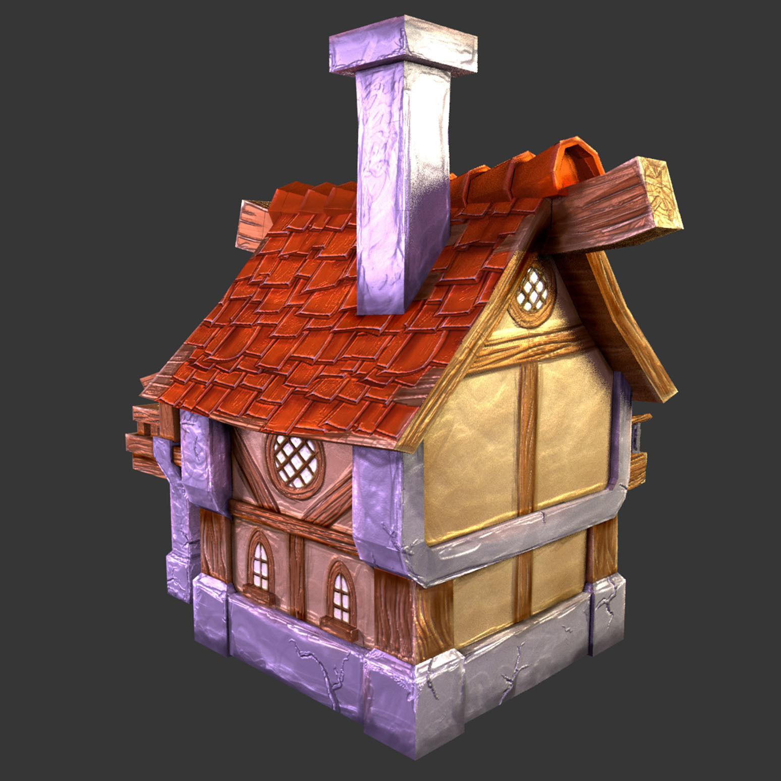 House with roof Low-poly 3D model_2
