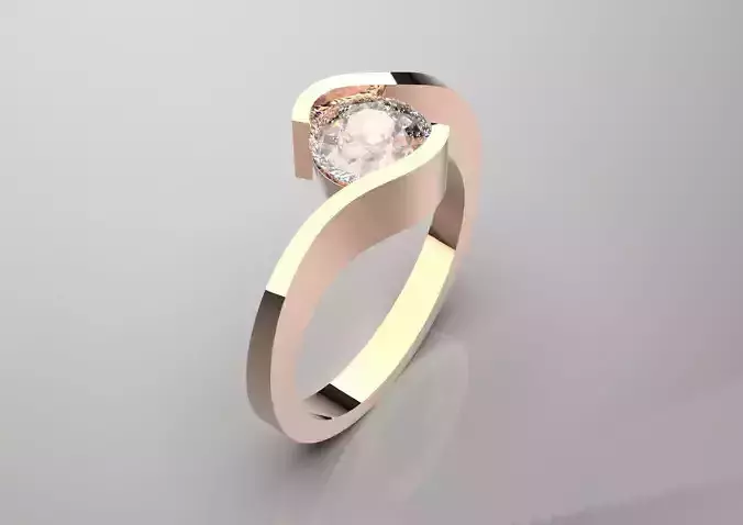 Solitaire STL 3D gold jewelry Ring Wavy Embrace model sr0082