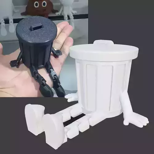 Garbage Can Flexi Figure  Fun Articulated Trash Bin