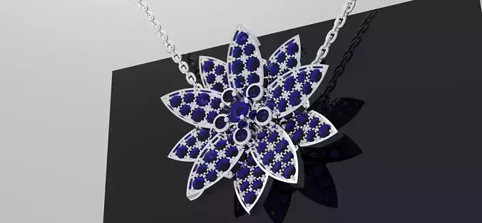 vancleef lotus necklace 3d model 