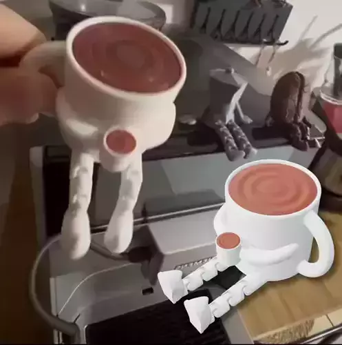 Adorable Coffee Cup Flexi Model Cute and Flexible 3D Printable