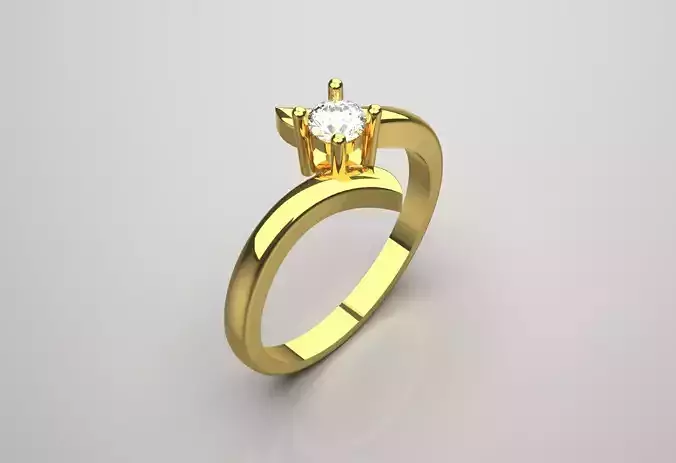 Split Shank Solitaire STL 3D gold jewelry Ring model sr0043