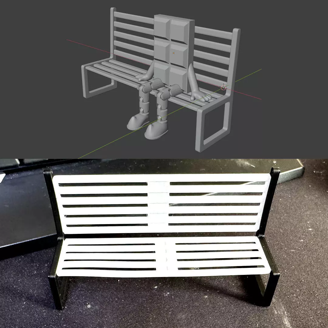 Miniature Display Bench Modular 4 Piece Seat for Figurines 3D print model