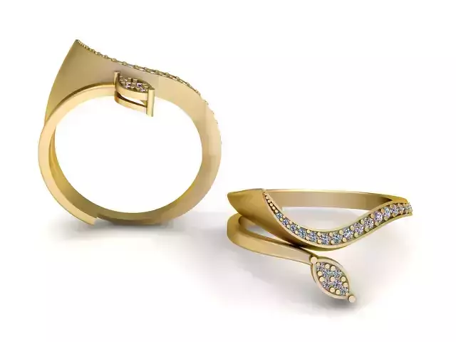 leaf diamond ring  3D Printable  Model