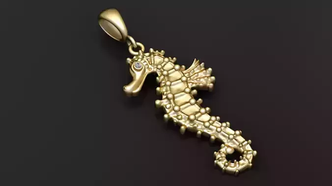 Seahorse Gemstone Pendant  3D Printable Jewelry Model