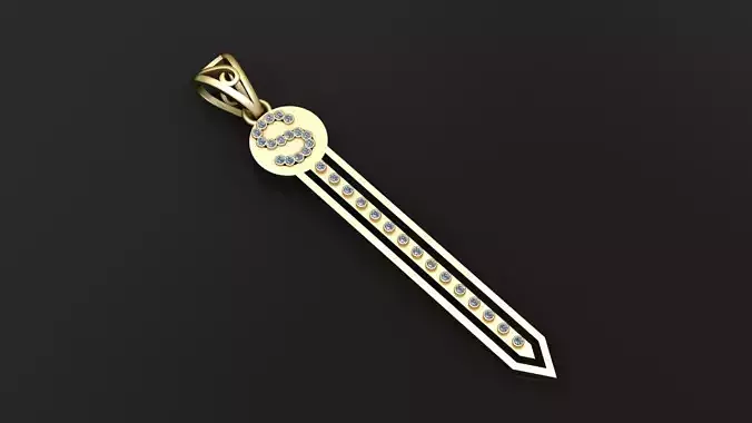 Crystal Line Sword Pendant  3D Printable Jewelry Model 