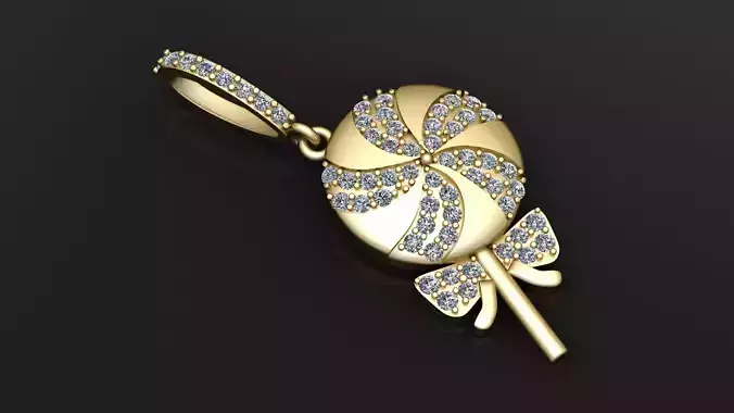 Diamond Candy Lollipop Pendant   3D Printable Jewelry Model