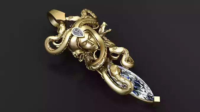 Medusa Snake Goddess Pendant  