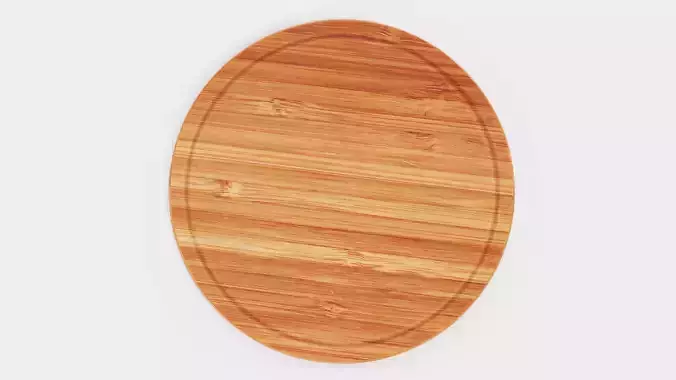 Cooking Board V2 - Round Cutting and Serving Bamboo Block 3D model 2