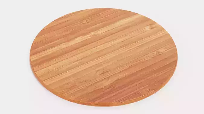 Cooking Board V2 - Round Cutting and Serving Bamboo Block 3D model 6