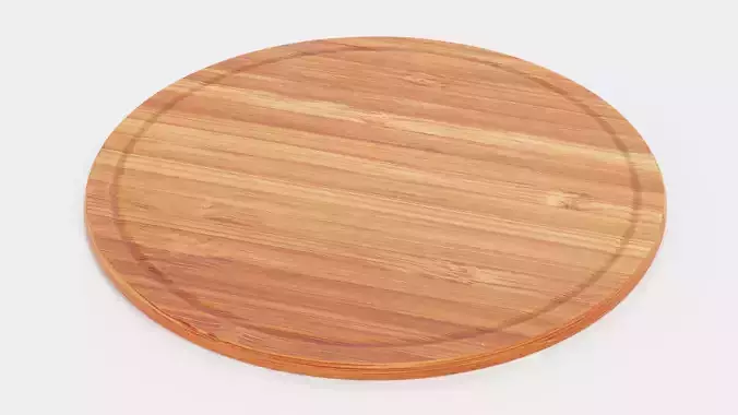 Cooking Board V2 - Round Cutting and Serving Bamboo Block 3D model 4