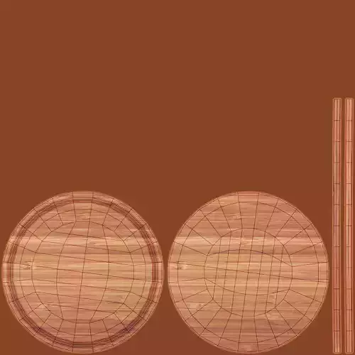 Cooking Board V2 - Round Cutting and Serving Bamboo Block 3D model 7