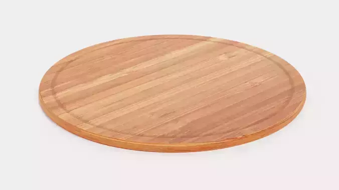 Cooking Board V2 - Round Cutting and Serving Bamboo Block 3D model 5