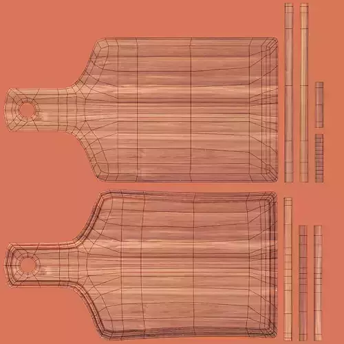 Cooking Board V5 - Cutting and Serving Bamboo Block with Handle 3D model 7