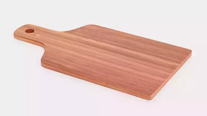 Cooking Board V5 - Cutting and Serving Bamboo Block with Handle 3D model 5
