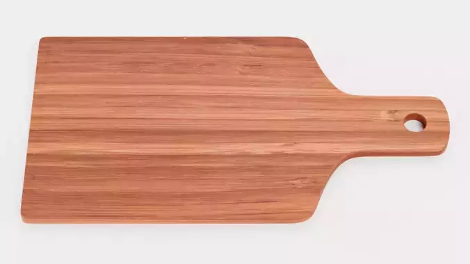 Cooking Board V5 - Cutting and Serving Bamboo Block with Handle 3D model 2