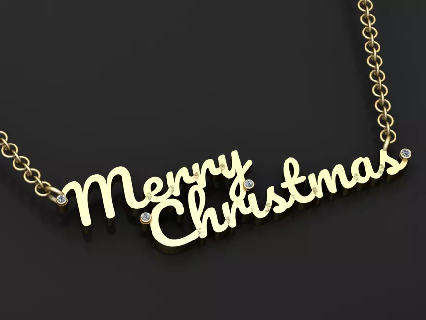 Merry Christmas Necklace 3D Model 3D print model